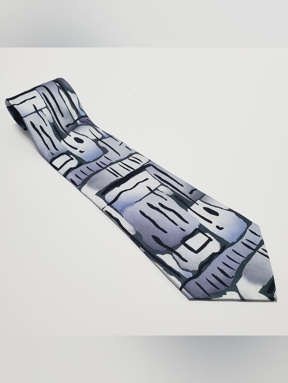 J. Garcia Men's Silk Neck Tie Blue Abstract Pattern Tennis Shoe Escape